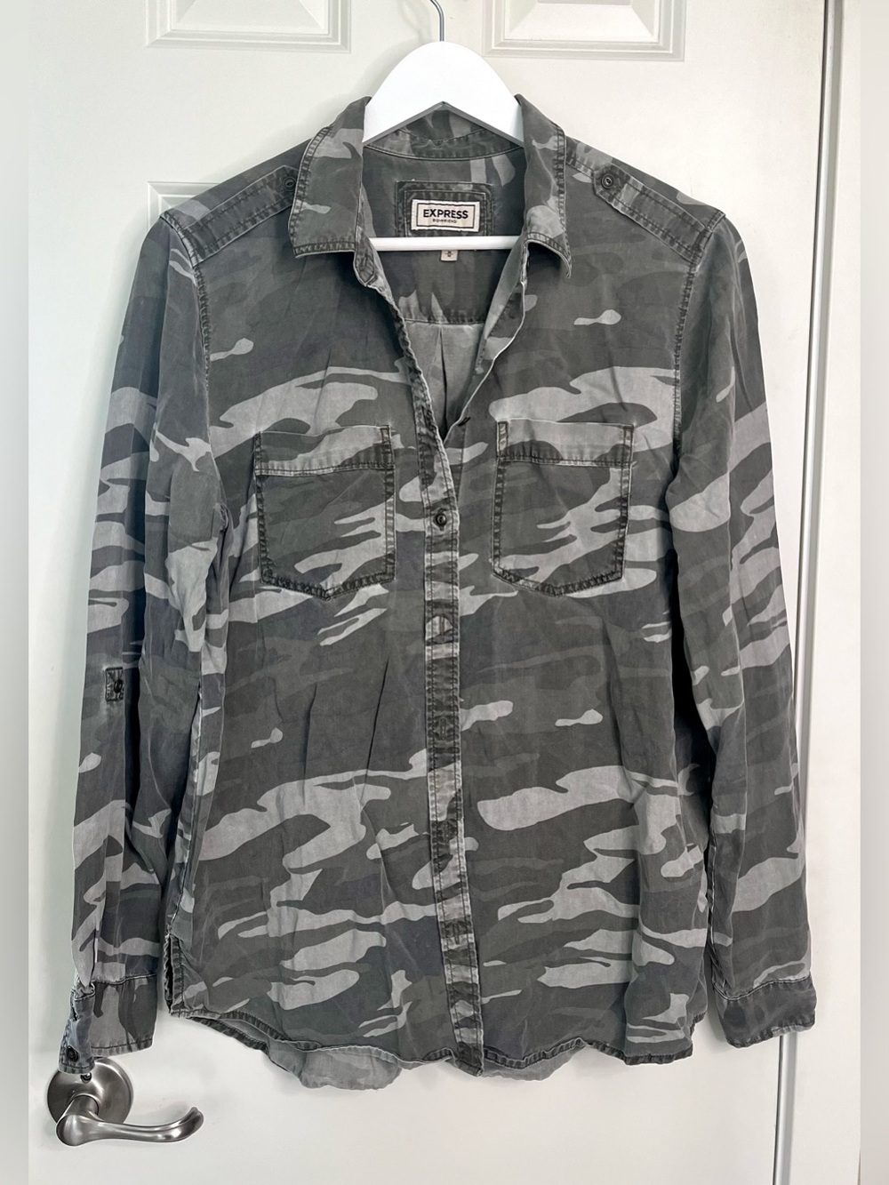 Express Camo Boyfriend Button-Up